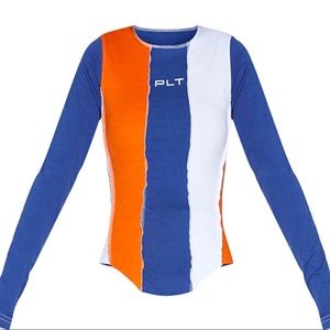 Blue Cotton Rib Mix Contrast Stitch